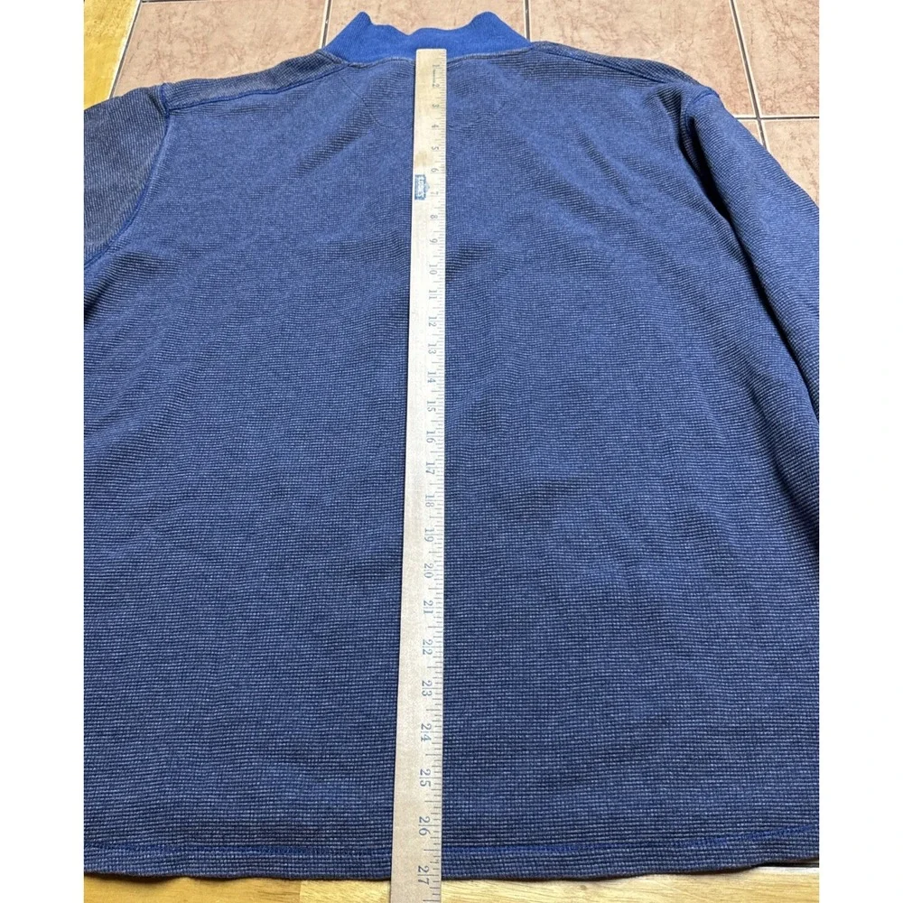 Robert Graham‎ Sweater Men Sz XXL Blue 1/4 Zip Pullover Waffle Knit Cotton